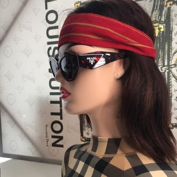 New Authentic Prada PR07YSF Women’s Sunglasses – Abstract Orange Frame / Violet - Picture 7 of 11